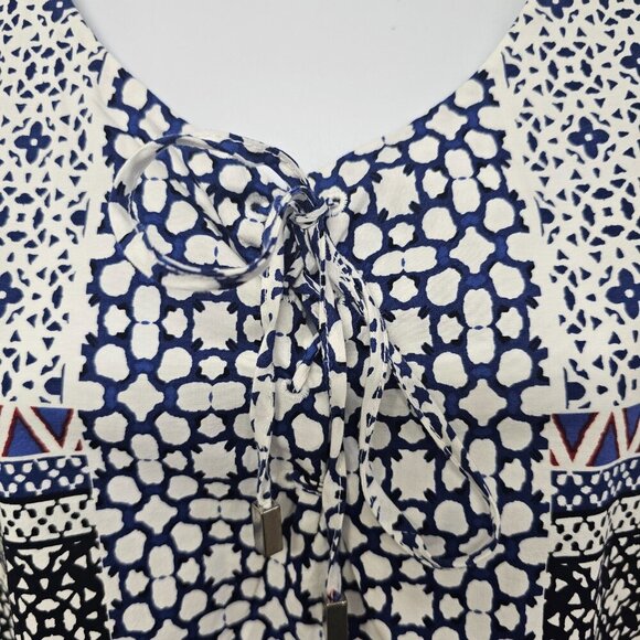 Liz Claiborne Blue White Floral Boho Tank Hippie Festival  XL - Picture 4 of 11